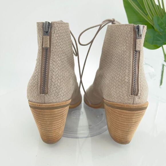 Eileen Fisher Womens Slew Sandal Size 10 Lace Up Bootie Tan Suede Open Toe Heel - Picture 7 of 16